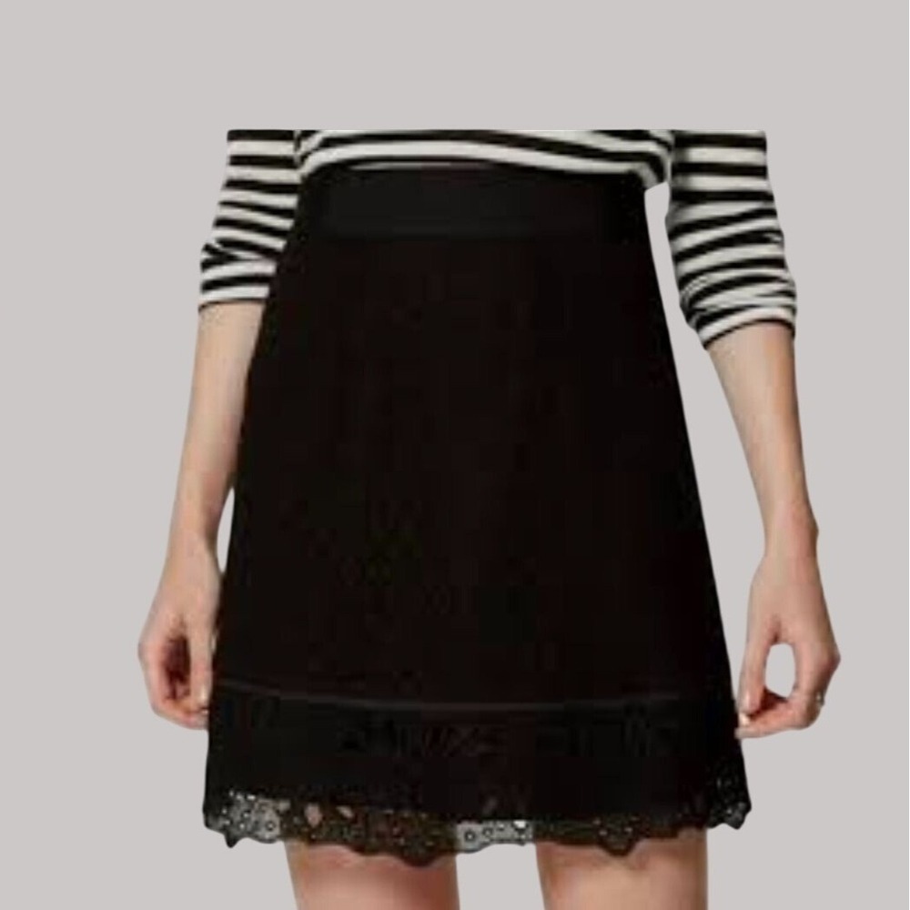 LOFT Mini Skirt Womens Size 10P Petite Black Eyelet Lace Lined Whimsygoth Y2K